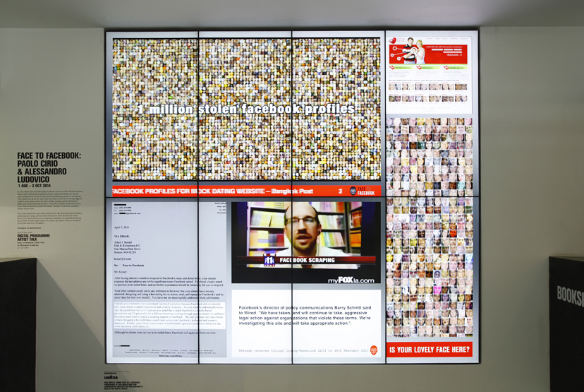 Face To Facebook. Installation Image © Kate Elliot, 2014